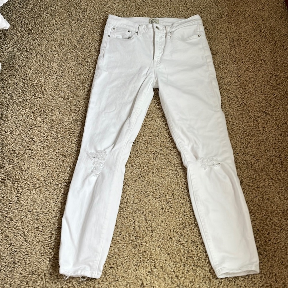 J.Crew Lookout high rise skinny crop distressed jeans.